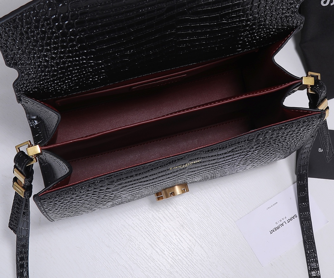 Replica Ysl Cassandra Medium Top Handle Bag In Crocodile-Embossed Shiny Leather - Image 6
