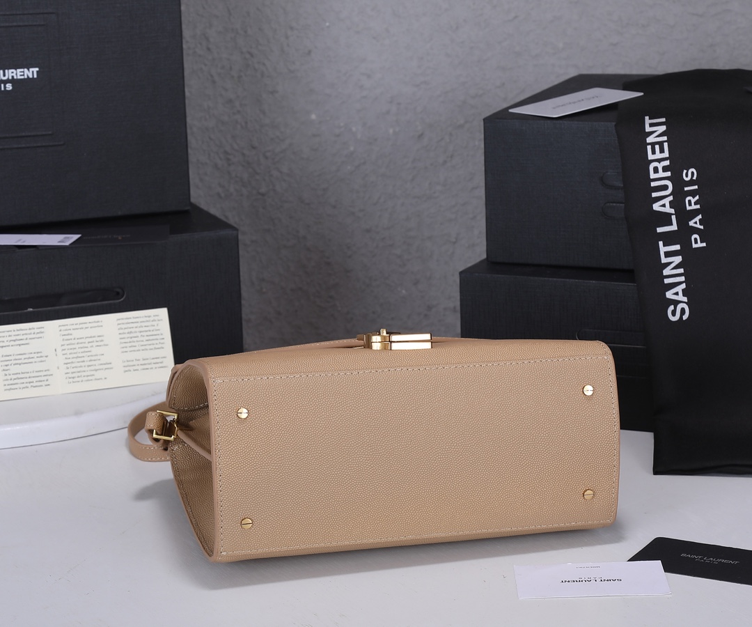 Replica Ysl Cassandra Medium Top Handle Bag- Black/Beige - Image 10