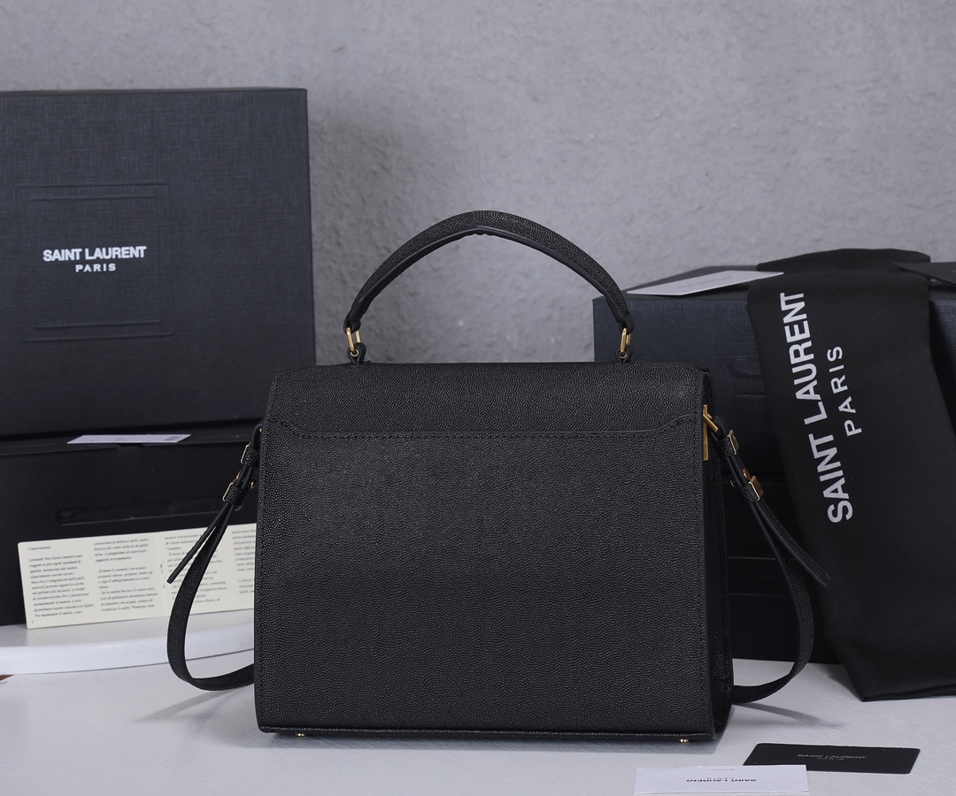 Replica Ysl Cassandra Medium Top Handle Bag- Black/Beige - Image 3
