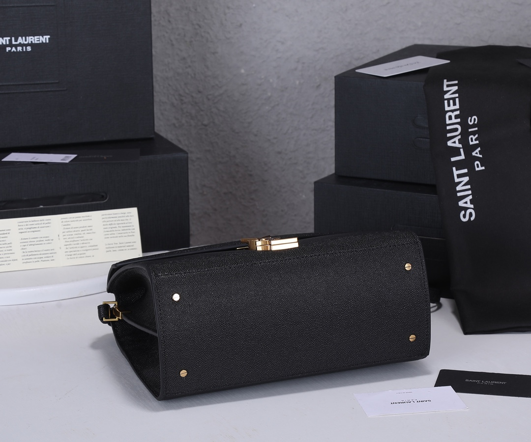 Replica Ysl Cassandra Medium Top Handle Bag- Black/Beige - Image 5