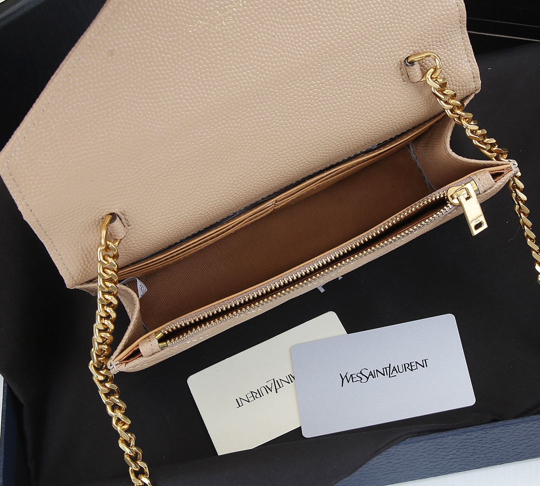 Replica Ysl Envelope Chain Wallet In Grain De Poudre Embossed Leather 1888 - Image 10