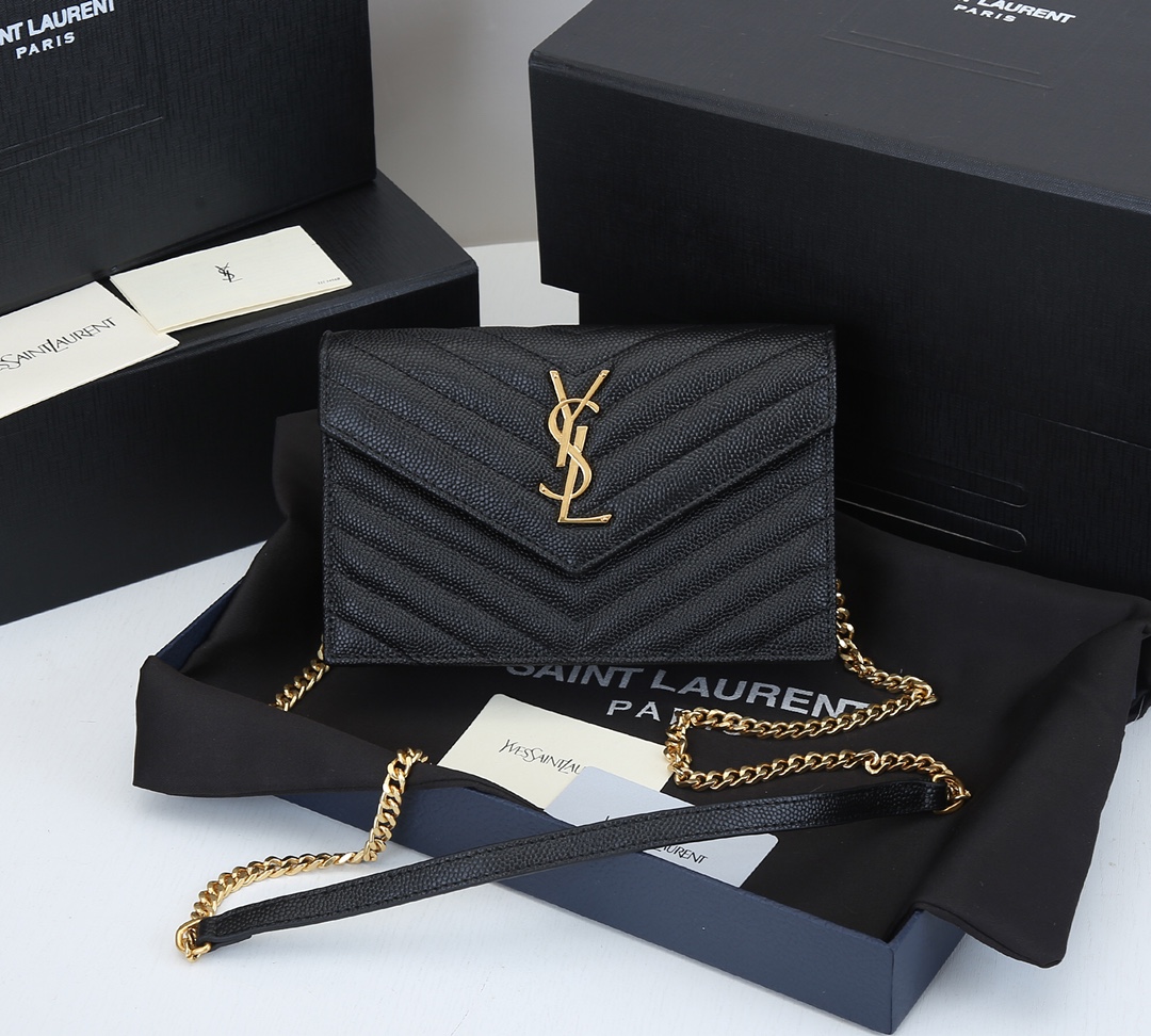 Replica Ysl Envelope Chain Wallet In Grain De Poudre Embossed Leather 1888 - Image 11