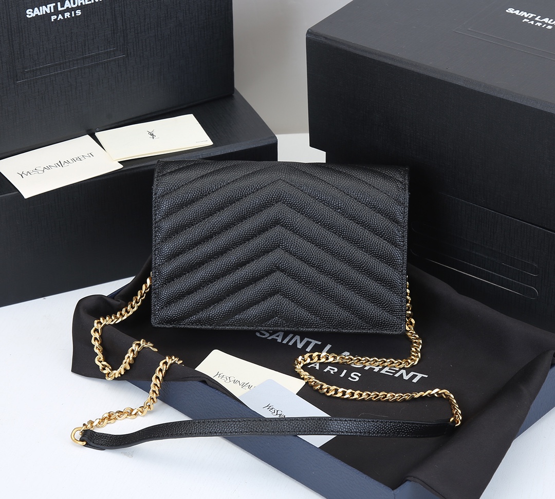 Replica Ysl Envelope Chain Wallet In Grain De Poudre Embossed Leather 1888 - Image 14
