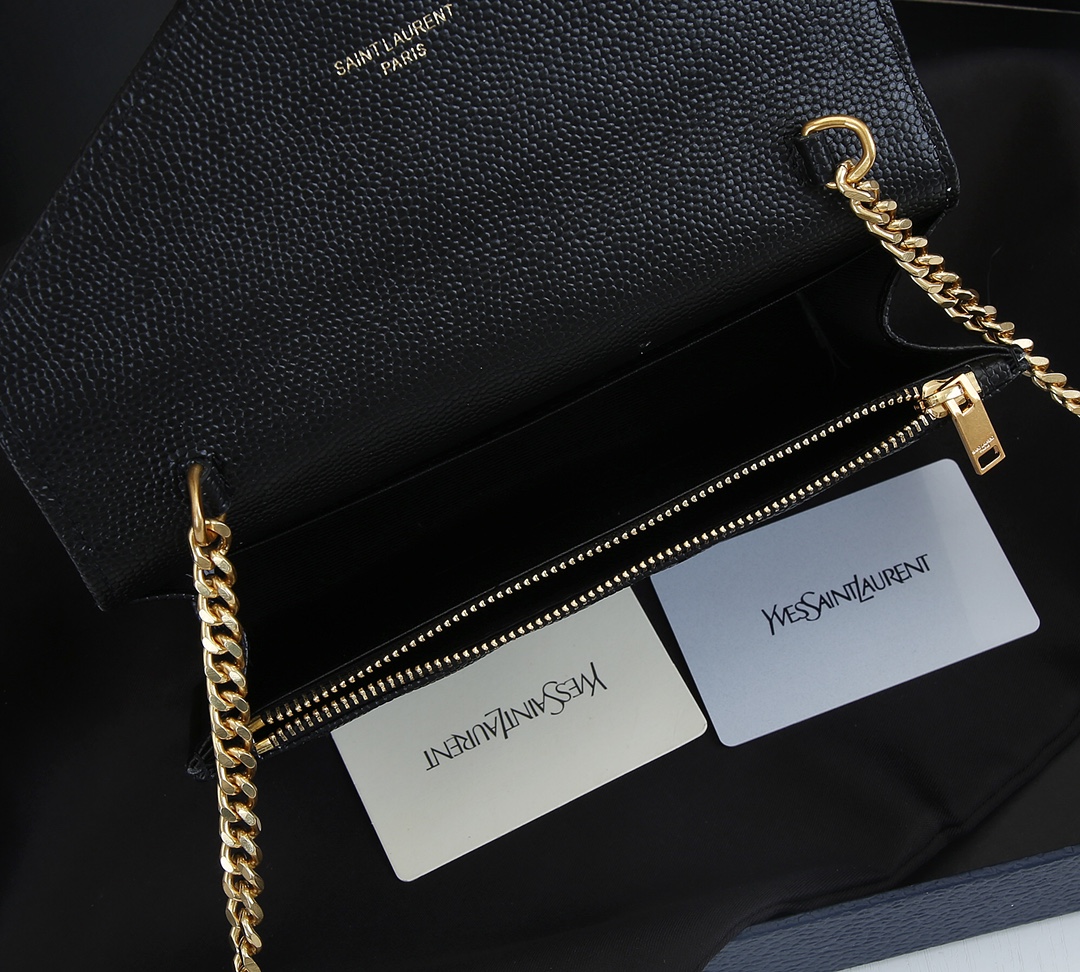 Replica Ysl Envelope Chain Wallet In Grain De Poudre Embossed Leather 1888 - Image 16