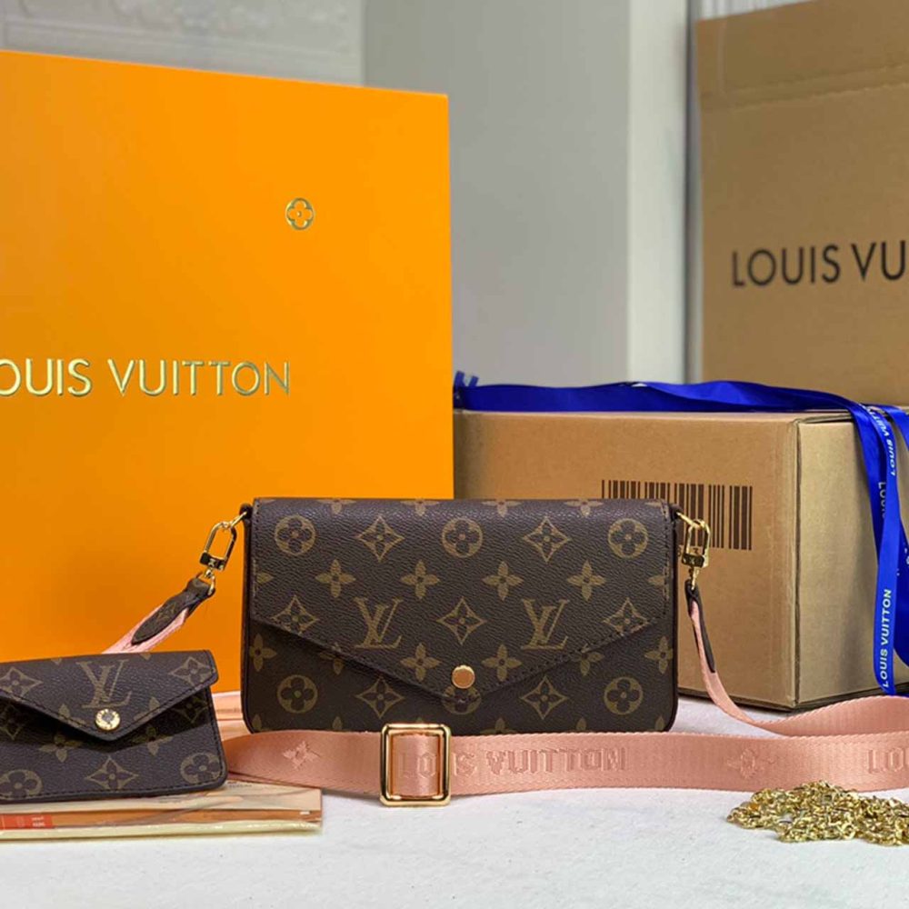 Best Replicas Bags - Louis Vuitton FeLICIE STRAP & GO M80091 GREEN/PINK Best Louis Vuitton LV Replica Bags On Sales