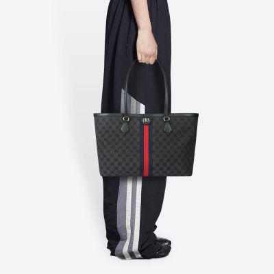 Alternative view of Replica Balenciaga X Gucci Hacker Medium Tote Bag 680125 Black