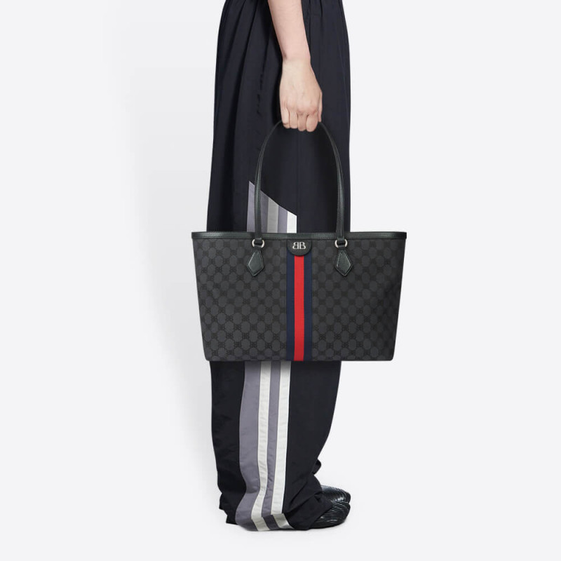 Replica Balenciaga X Gucci Hacker Medium Tote Bag 680125 Black - Image 2