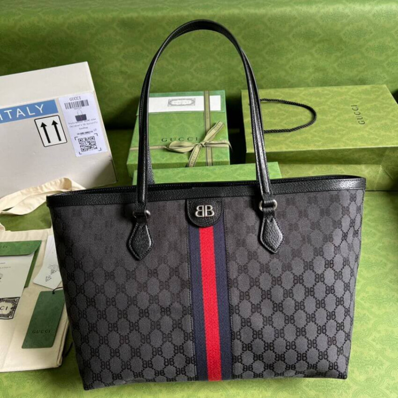 Replica Balenciaga X Gucci Hacker Medium Tote Bag 680125 Black - Image 3