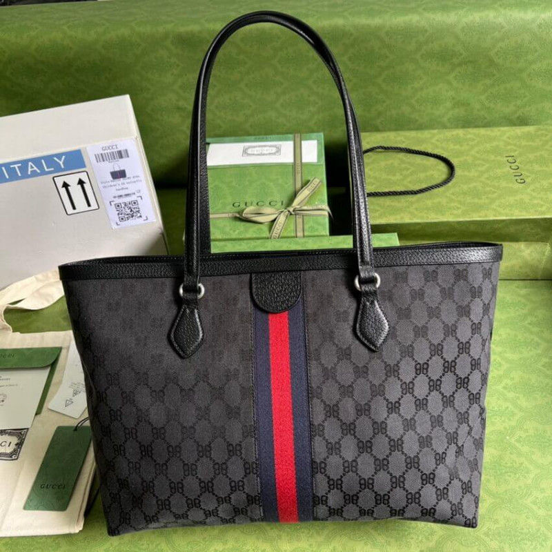 Replica Balenciaga X Gucci Hacker Medium Tote Bag 680125 Black - Image 4