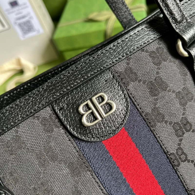 Replica Balenciaga X Gucci Hacker Medium Tote Bag 680125 Black - Image 7