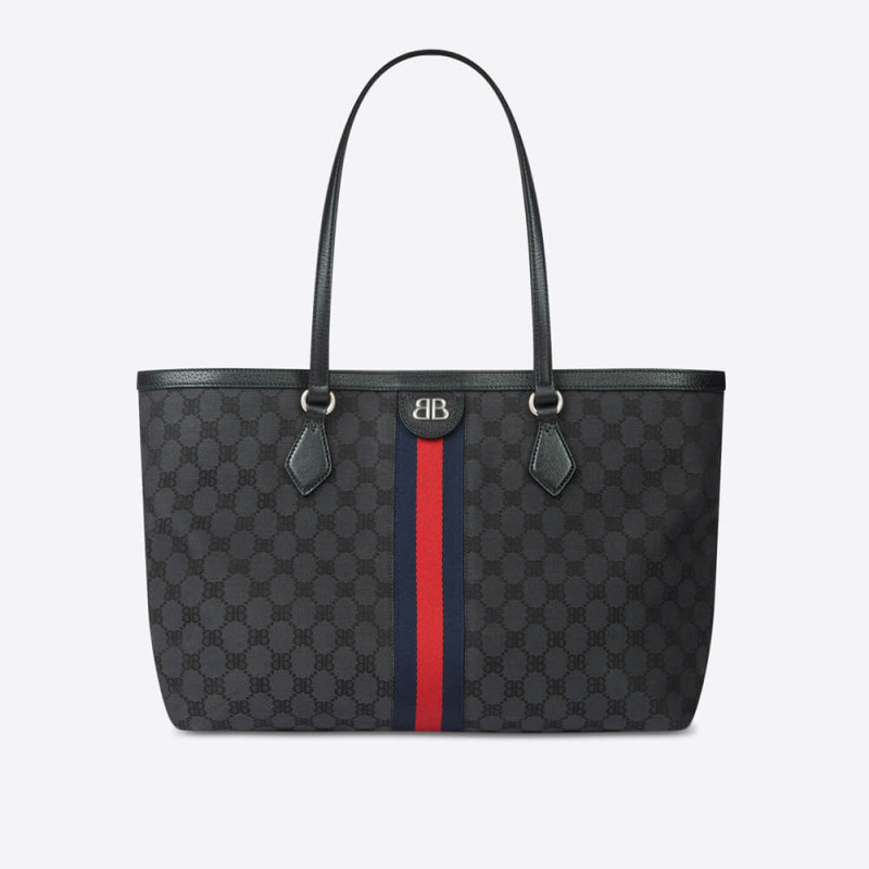 Replica Balenciaga X Gucci Hacker Medium Tote Bag 680125 Black