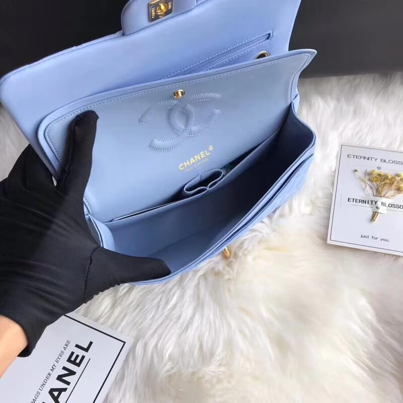 Replica Chanel 1112 Blue Medium Size 2.55 Lambskin Leather Flap Bag - Image 9