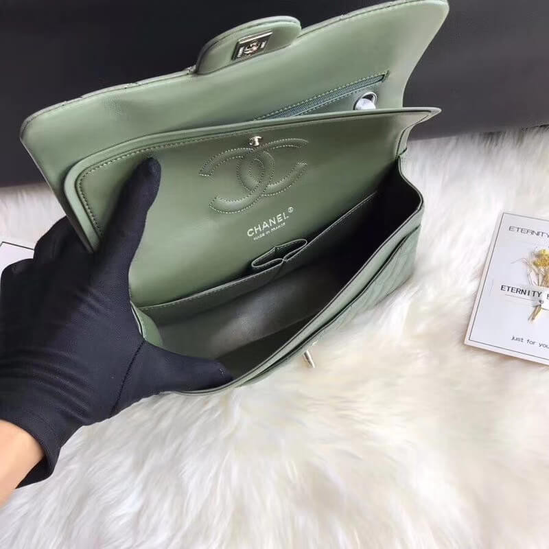 Replica Chanel 1112 Green Medium Size 2.55 Lambskin Leather Flap Bag - Image 4