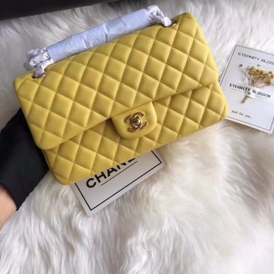 Alternative view of Replica Chanel 1112 Yellow Medium Size 2.55 Lambskin Leather Flap Bag