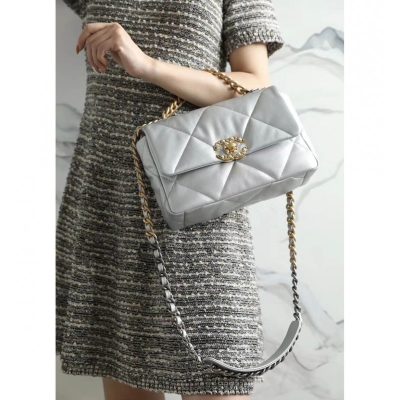 Alternative view of Replica Chanel 19 Flap Bag As1160 Silver