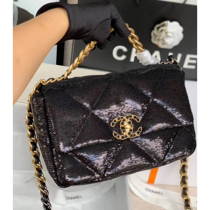 Replica Chanel 19 Flap Bag In Tweed&Amp;Sequins As1160