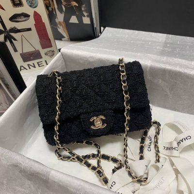 Alternative view of Replica Chanel 20Cm Classic Flap Bag In Black Tweed 1116