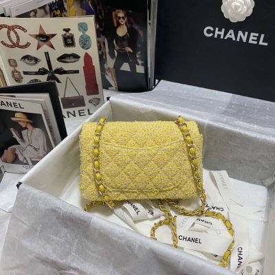 Alternative view of Replica Chanel 20Cm Classic Flap Bag In Yellow Tweed 1116