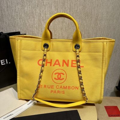 Alternative view of Replica Chanel 21S Deauville Orange Yellow Large Shopping Bag A66941