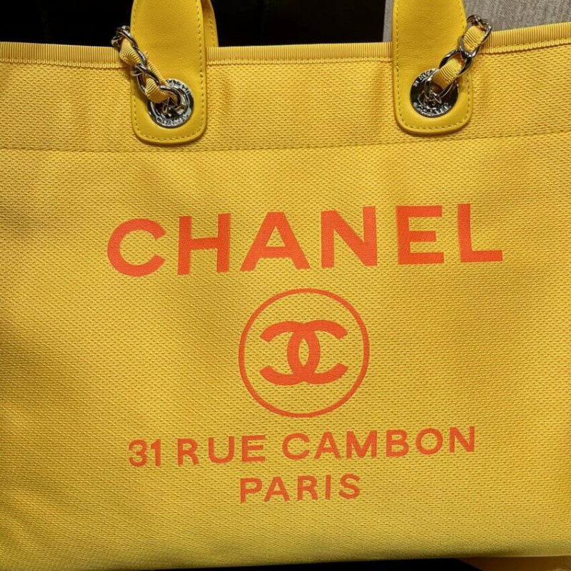 Replica Chanel 21S Deauville Orange Yellow Large Shopping Bag A66941 - Image 3