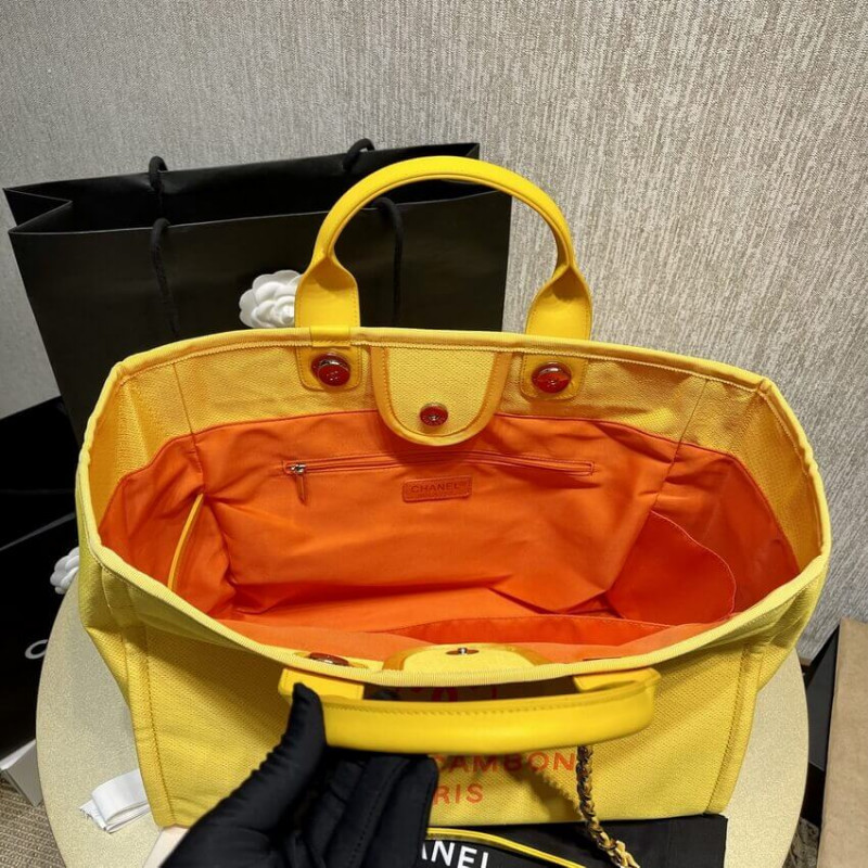 Replica Chanel 21S Deauville Orange Yellow Large Shopping Bag A66941 - Image 7