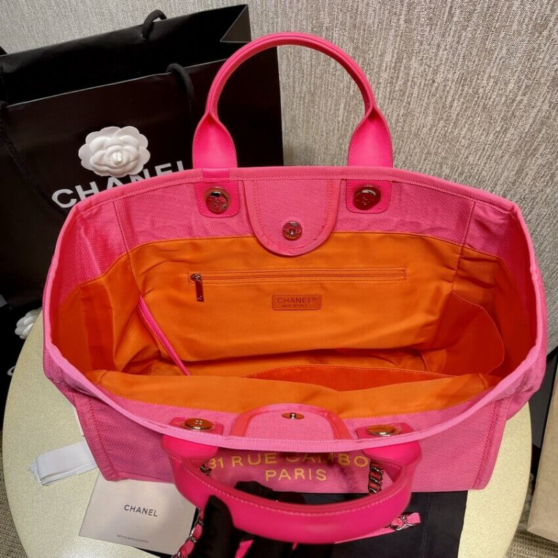 Replica Chanel 21S Deauville Peachblow Yellow Large Shopping Bag A66941 - Image 7