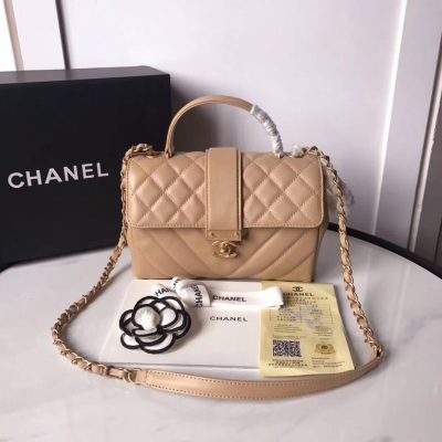 Alternative view of Replica Chanel Calfskin Flap Bag With Top Handle As0804