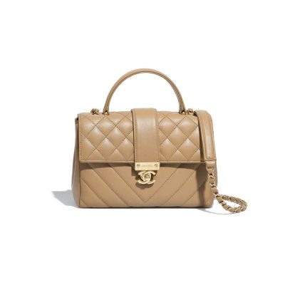 Replica Chanel Calfskin Flap Bag With Top Handle As0804