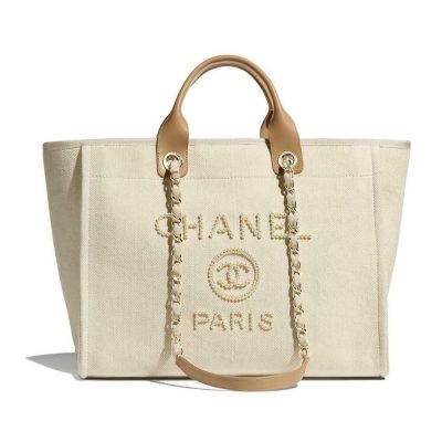 Replica Chanel Canvas Large Deauville Pearl Tote Bag A66941