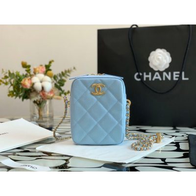 Replica Chanel Caviar Calfskin Pearl Crush Gold Ball Phone Clutch With Chain 99098