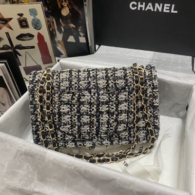 Alternative view of Replica Chanel Classic Flap Bag In Black/Beige Glittered Tweed 1112