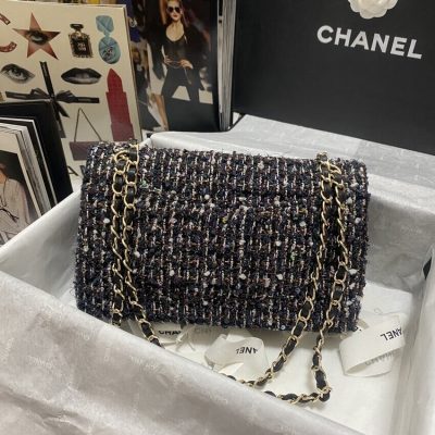 Alternative view of Replica Chanel Classic Flap Bag In Navy Blue &Amp; Multicolor Glittered Tweed 1112