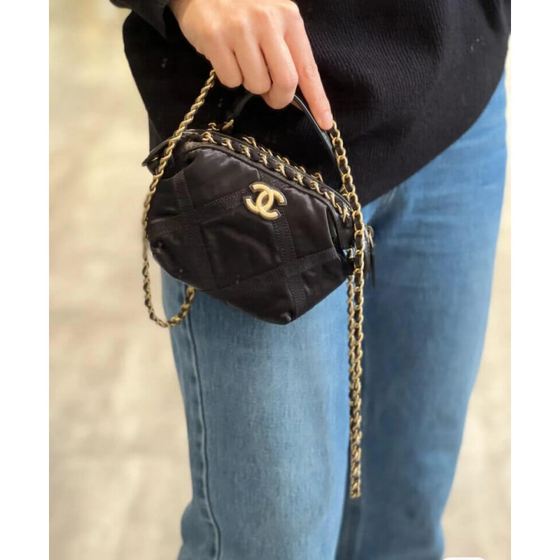 Replica Chanel Clutch With Chain In Nylon Grosgrain Ap2669 Black - Image 3