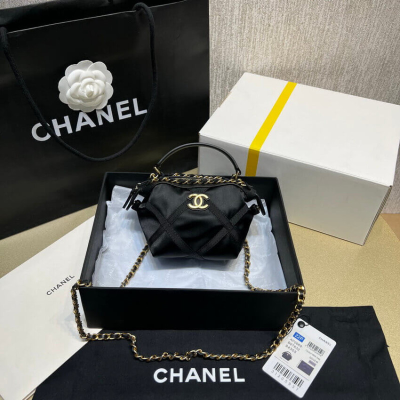 Replica Chanel Clutch With Chain In Nylon Grosgrain Ap2669 Black - Image 4