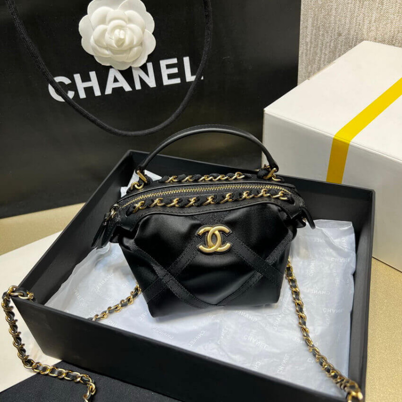 Replica Chanel Clutch With Chain In Nylon Grosgrain Ap2669 Black - Image 5