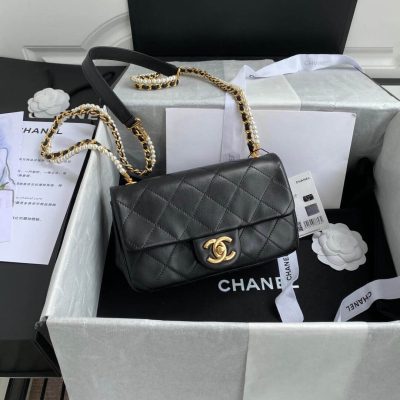Alternative view of Replica Chanel Crystal Pearls Chain Flap Bag As2210