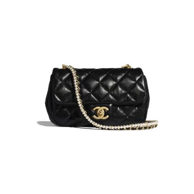 Replica Chanel Crystal Pearls Chain Flap Bag As2210