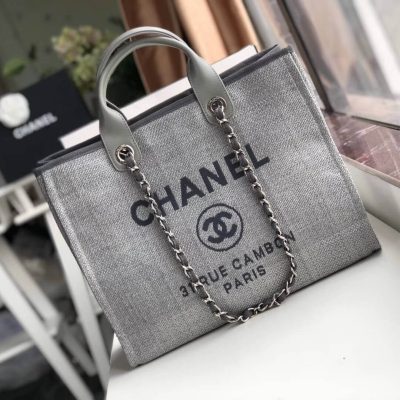 Alternative view of Replica Chanel Deauville Tote 38Cm Canvas Bag A66941 Ash Grey