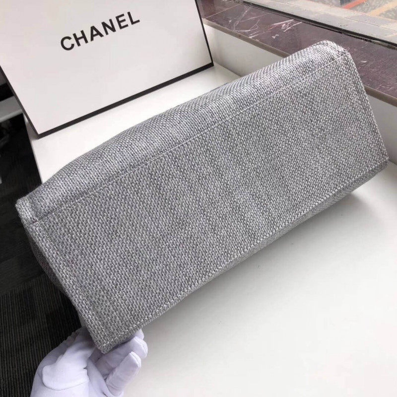 Replica Chanel Deauville Tote 38Cm Canvas Bag A66941 Ash Grey - Image 4