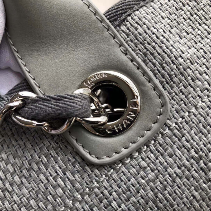 Replica Chanel Deauville Tote 38Cm Canvas Bag A66941 Ash Grey - Image 7