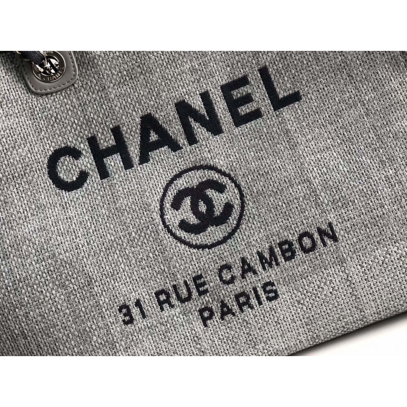 Replica Chanel Deauville Tote 38Cm Canvas Bag A66941 Ash Grey - Image 9