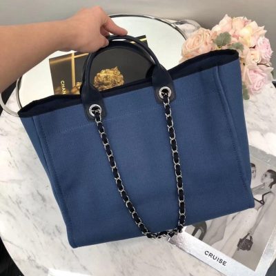 Replica Chanel Deauville Tote 38Cm Canvas Bag A66941 Blue