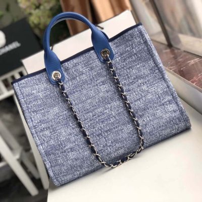 Alternative view of Replica Chanel Deauville Tote 38Cm Canvas Bag A66941 Blue Jacquard