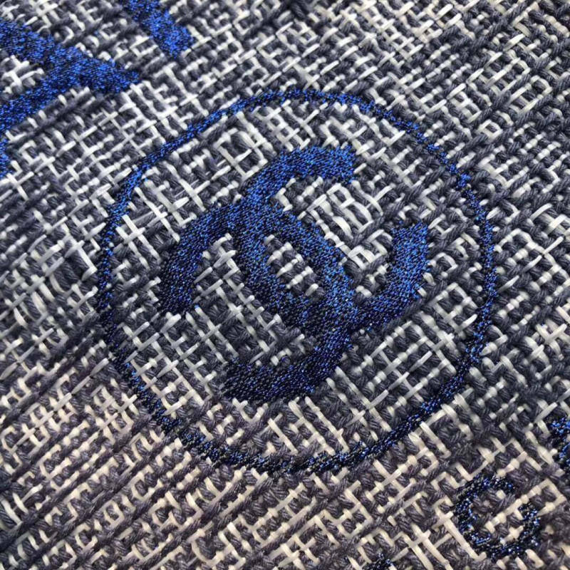 Replica Chanel Deauville Tote 38Cm Canvas Bag A66941 Blue Jacquard - Image 5