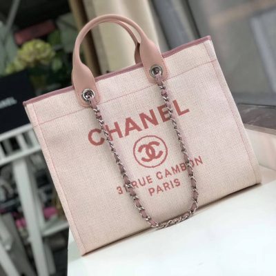 Alternative view of Replica Chanel Deauville Tote 38Cm Canvas Bag A66941 Bubblegum Pink