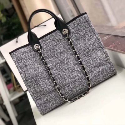 Alternative view of Replica Chanel Deauville Tote 38Cm Canvas Bag A66941 Charcoal Jacquard