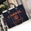 Best Replicas Bags - Chanel Deauville Tote 38cm Canvas Bag A66941 Denim Blue/Orange Top Quality Louis Vuitton LV Replica Bags On Sales