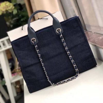 Replica Chanel Deauville Tote 38Cm Canvas Bag A66941 Denim Blue/Orange