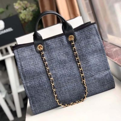 Alternative view of Replica Chanel Deauville Tote 38Cm Canvas Bag A66941 Grey Blue