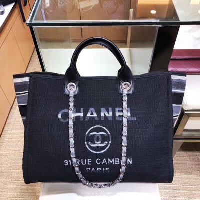 Alternative view of Replica Chanel Deauville Tote 38Cm Canvas Bag A66941 Multi